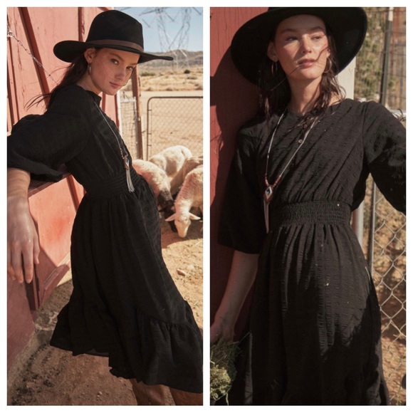 56 Boho Textured Fabric Tiered Midi Dress - Picture 4 of 5